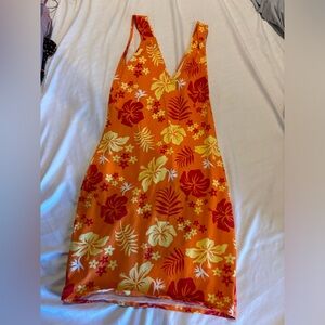 Tropical Floral Orange Dress